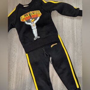 Kids Black and Yellow Athletic Matching Set Joggers